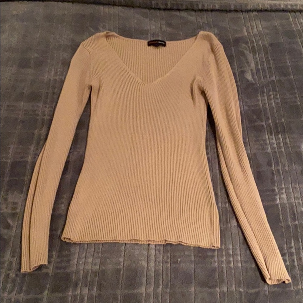 Tan ribbed sweater from Fashion Nova
